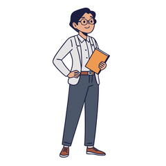 Confident Professional Holding Folder in Business Attire Character Illustration