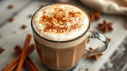 Fototapeta premium Delicious Cinnamon Latte with Staranise