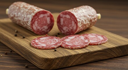 Savory Salami Slices: A Rustic Culinary Still Life