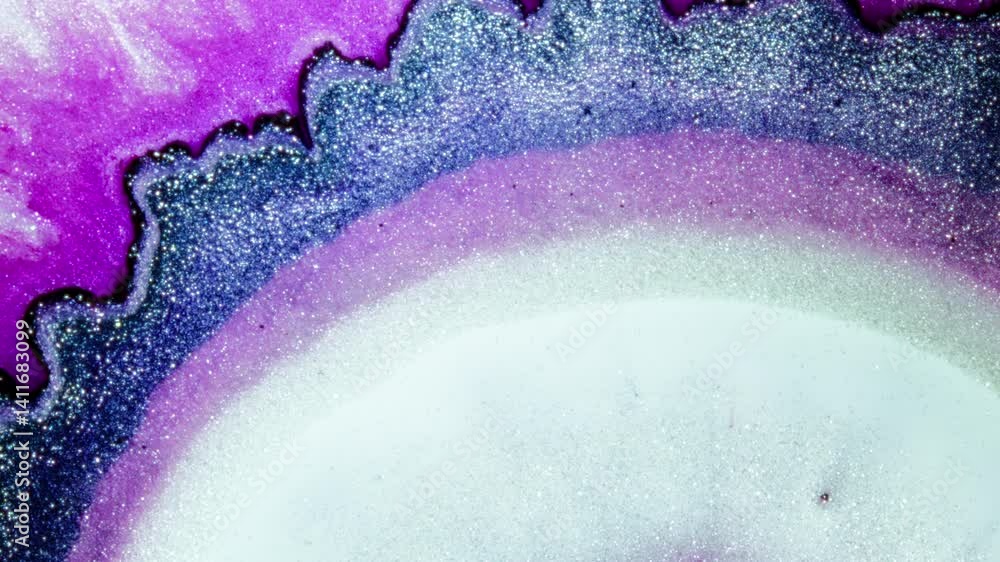 Poster vibrant macro view of colorful substances slowly mixing in abstract motion