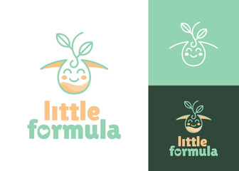 Baby formula milk with sprout or plant logo design for baby sister, baby supplies and child care