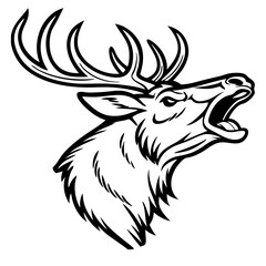 Obraz premium Majestic Roaring Elk Head Vector Design for Tattoos and Artwork