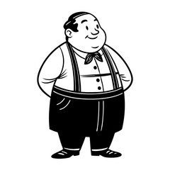 Fototapeta premium Vintage Cartoon Character with Bow Tie and Suspenders in Classic Style Design