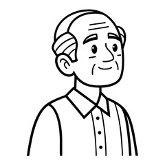 Obraz premium Friendly Smiling Elderly Man Portrait Ideal for Coloring Books and Illustrations