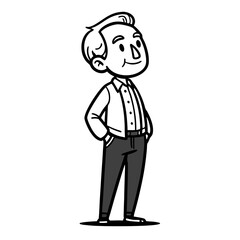 Confident Man Standing with Hands in Pockets Stylish Casual Attire Vector Illustration
