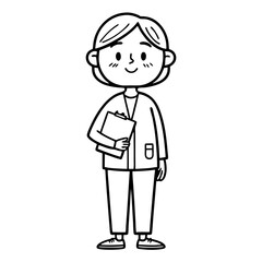 Friendly Female Character Holding Clipboard in Casual Outfit Ideal for Education and Health Themes