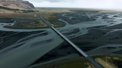 Flying over the landscape of Iceland during daytime