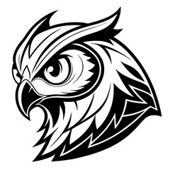 Obraz premium Intricate Black and White Owl Head Design for Tattoo Art and Graphic Projects