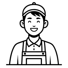 Obraz premium Friendly Male Server Smiling in Uniform Vector Illustration for Restaurant Branding