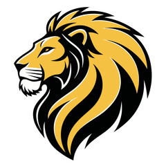 Obraz premium Majestic Lion Head Illustration in Bold Yellow and Black for Tattoo Design or Branding