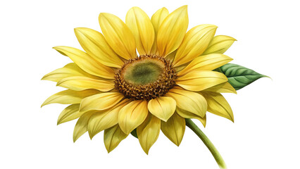 Fototapeta premium Detailed digital painting of a vibrant yellow sunflower on a Trensprent Background png