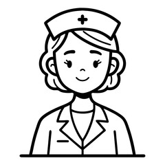 Cute Nurse Character Illustration for Healthcare Themes Educational Materials and Coloring Pages