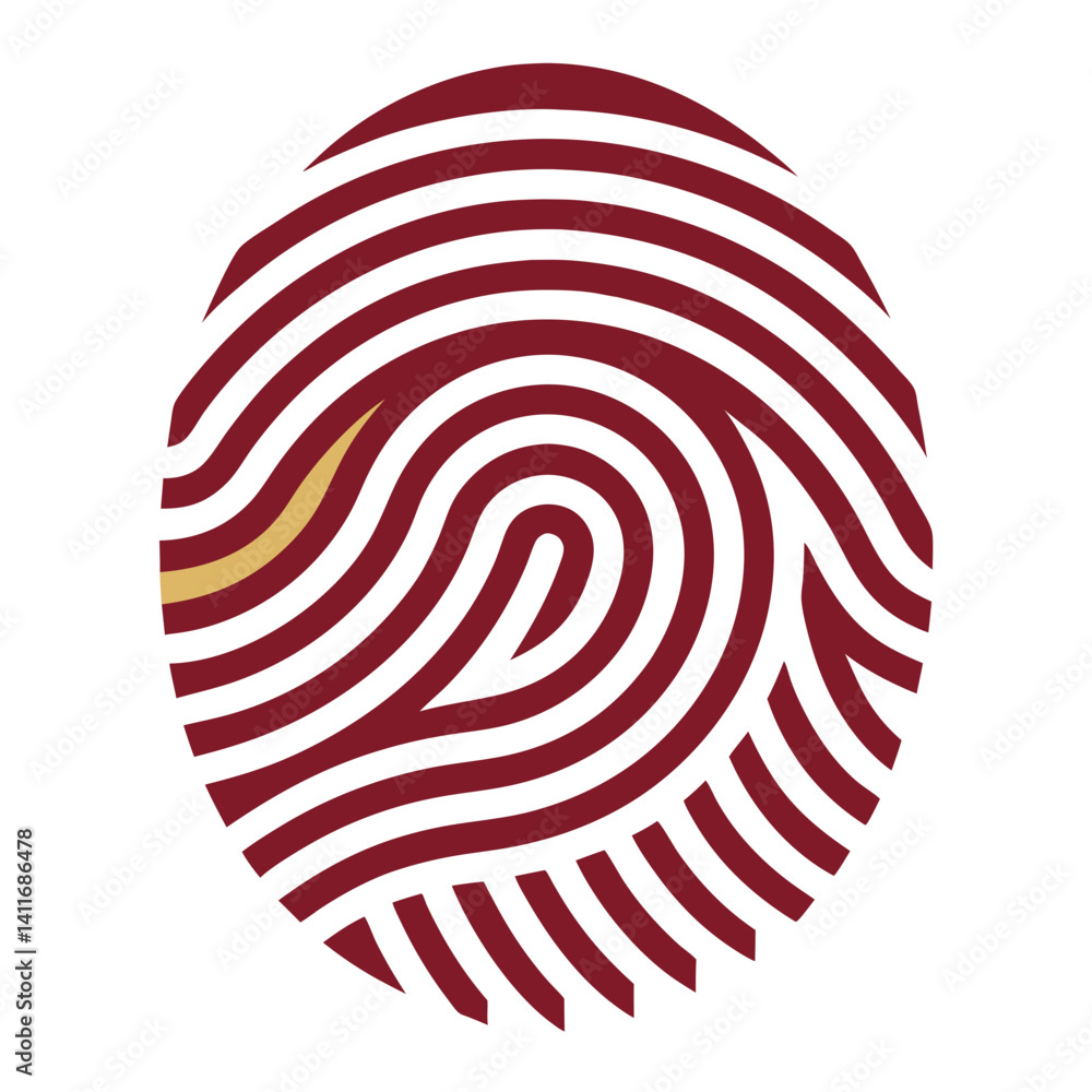 Poster stylized fingerprint design with intricate lines and unique shape for tattoo or graphic use
