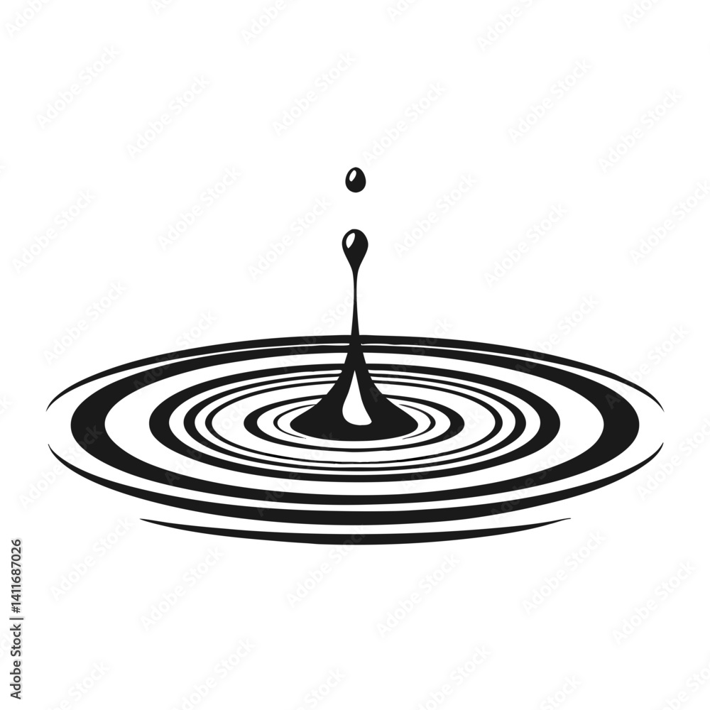 Poster splashing water droplet creating ripples on surface graphic design for modern projects