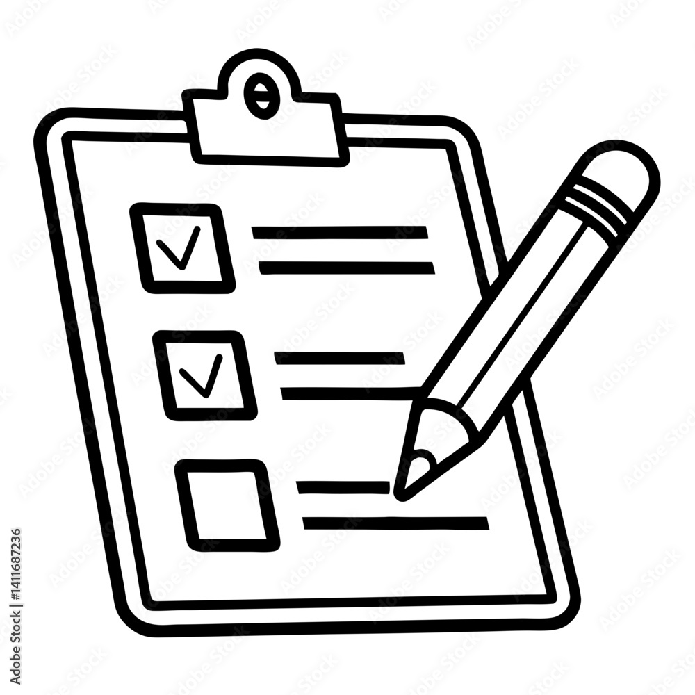 Poster clipboard with checklist and pencil for task management and organization