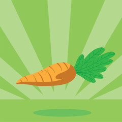 Stylized Carrot Illustration with Radiating Green Background