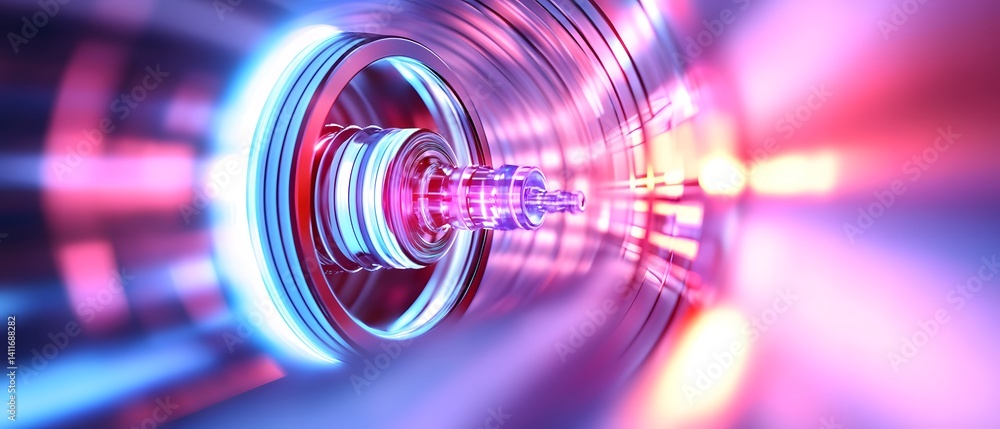 Aufkleber abstract visualization of high-tech tunnel with light effects