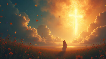 Obraz premium Exquisite Ascension Day Religious Art: Vibrant Iconography & Delicate Techniques for Spiritual Reflection in Premium Digital Photo Stock