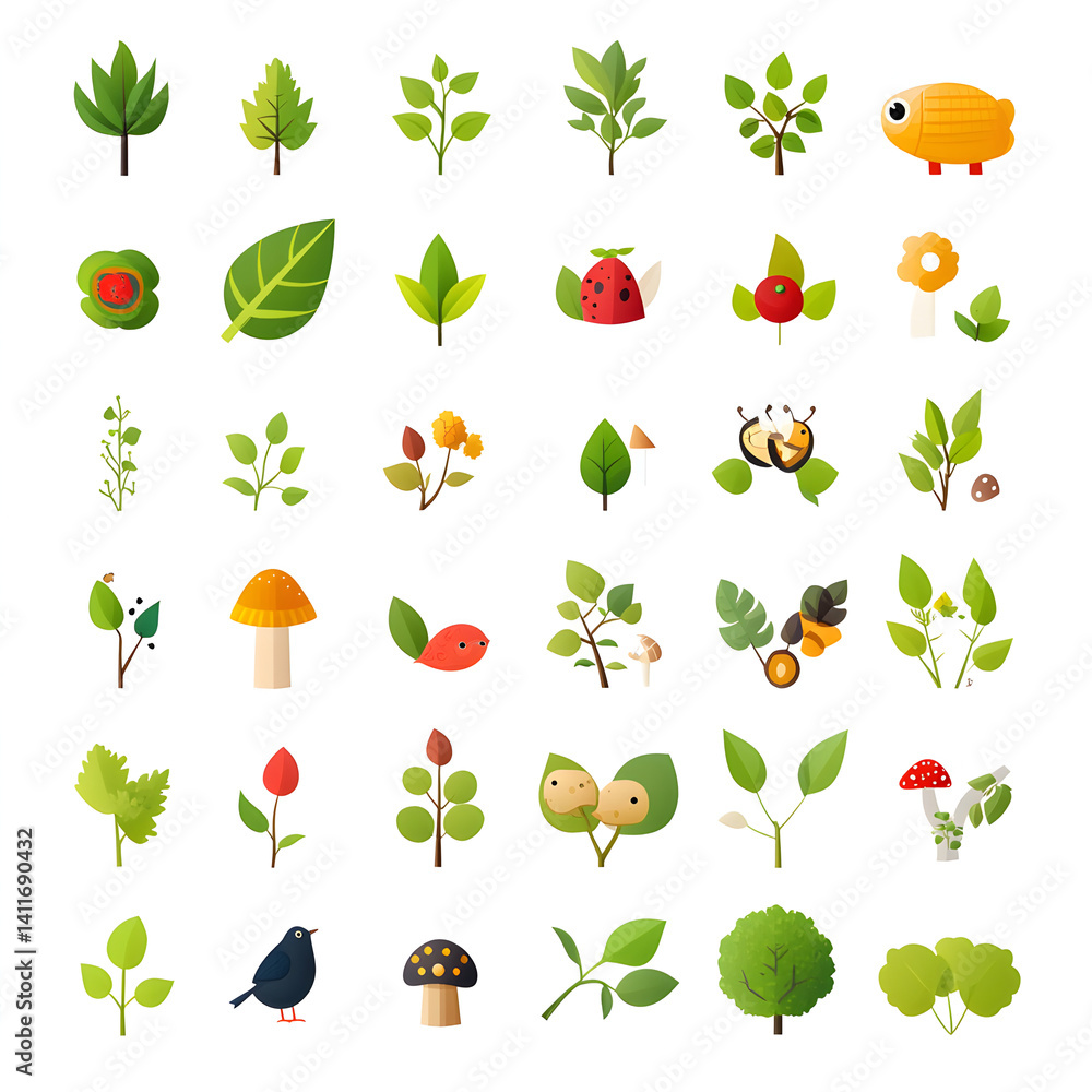 Poster nature's palette: an array of meticulously designed botanical elements showcases a symphony of vibra