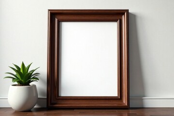 Dark brown wood picture frame, classic design, gallery, texture, wall decor