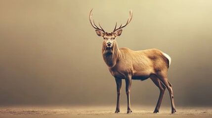 Majestic deer in misty landscape