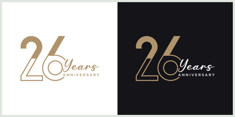 anniversary 26th logotype vector with brown and white color for special celebration day