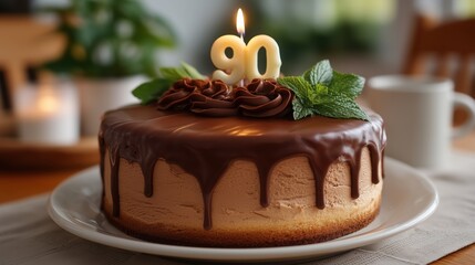 90th birthday celebration chocolate cake home food warm atmosphere