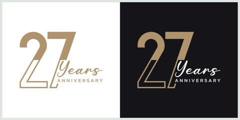 anniversary 27th logotype vector with brown and white color for special celebration day