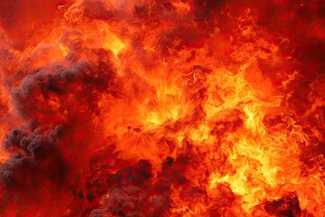 Fiery flames engulfing