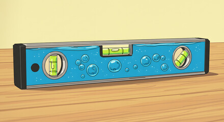 Fototapeta premium Using a Level Tool on a Wooden Surface for Home Improvement