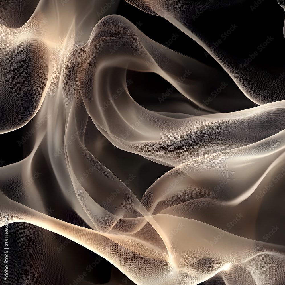 Poster whispy smoke in abstract art: a mesmerizing display of ethereal wisps, illuminated in soft tones, cr