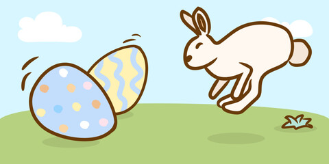 Pastel Easter Scene with Bunny and Egg