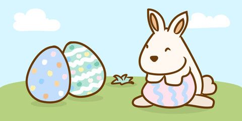 Easter Bunny Hopping with Eggs