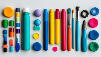 Naklejka premium Colorful Art Supplies and Tools for Creative Projects and Crafts