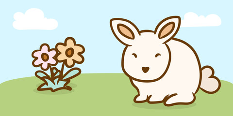 Playful Rabbit Finds Easter Eggs in Garden