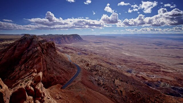Above the red rock canyons near Page, Arizona, a narrow pass twists through the landscape.