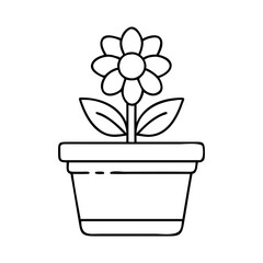 flower pot icon, flower pot line art - simple line art of flower pot, perfect for flower pot logos and icons