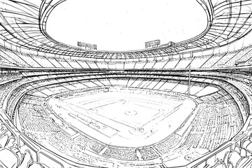 Stadium coloring book interior, Stadium illustration art