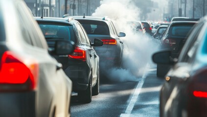 Fototapeta premium Heavy traffic causing exhaust fumes