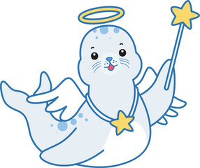 Cute Seal vector icon. Funny baby Seal animal series stock illustration. Life of fluffy Seal designs