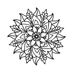 floral mandala icon, floral mandala line art - simple line art of floral mandala, perfect for floral mandala logos and icons