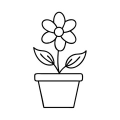flower pot icon, flower pot line art - simple line art of flower pot, perfect for flower pot logos and icons