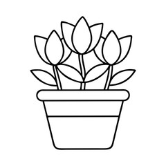 flower pot icon, flower pot line art - simple line art of flower pot, perfect for flower pot logos and icons