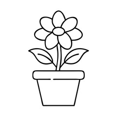 flower pot icon, flower pot line art - simple line art of flower pot, perfect for flower pot logos and icons
