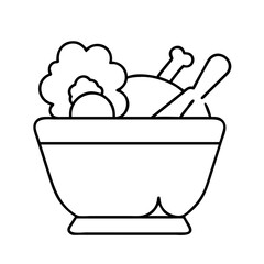 food bowl icon, food bowl line art - simple line art of food bowl, perfect for food bowl logos and icons