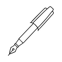 fountain pen icon, fountain pen line art - simple line art of fountain pen, perfect for fountain pen logos and icons