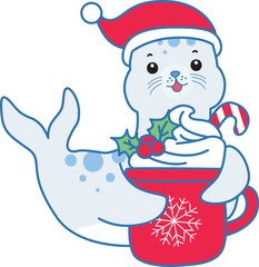 Cute Seal vector icon. Funny baby Seal animal series stock illustration. Life of fluffy Seal designs