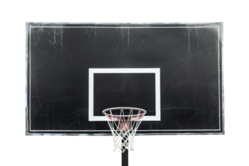 An old basketball hoop stands ready for play beneath a playful sky on a sunny day in the park, inviting athletes of all ages to shoot some hoops isolated on transparent background