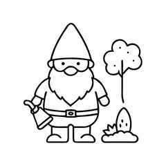 garden gnome icon, garden gnome line art - simple line art of garden gnome, perfect for garden gnome logos and icons