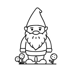 garden gnome icon, garden gnome line art - simple line art of garden gnome, perfect for garden gnome logos and icons